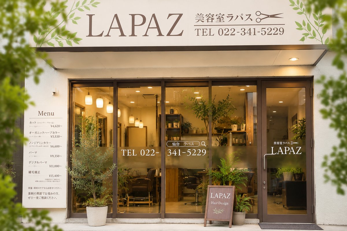 hair design LAPAZ 外観・看板